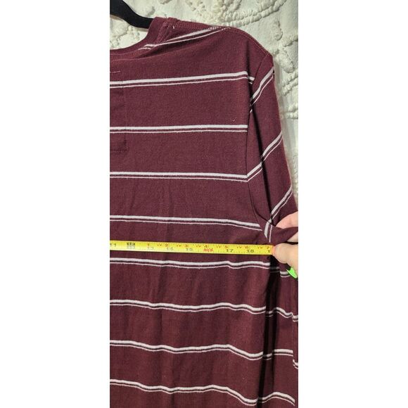 American Eagle Henley Mens S Maroon Striped Preppy Classic Collegiate NWT - Picture 9 of 12